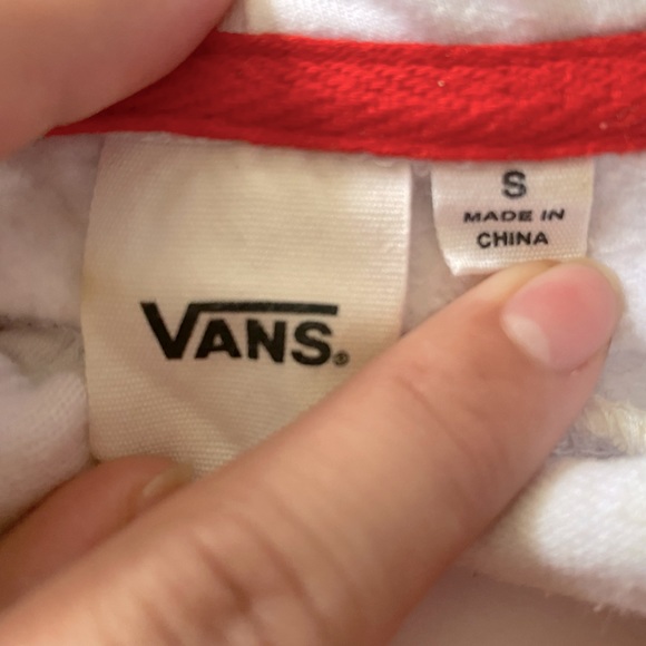 Vans Cropped Red Checker Logo Hoodie White Size S - Picture 4 of 12